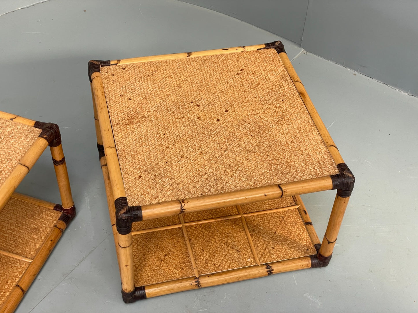 Vintage Bamboo Coffee Tables By Smania Studio Italian 1980s Pair Retro EB12512