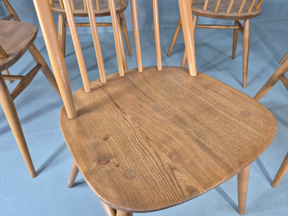 8 Ercol Windsor Quaker Highback Dining Chairs 1970s Retro MCM Eb13054