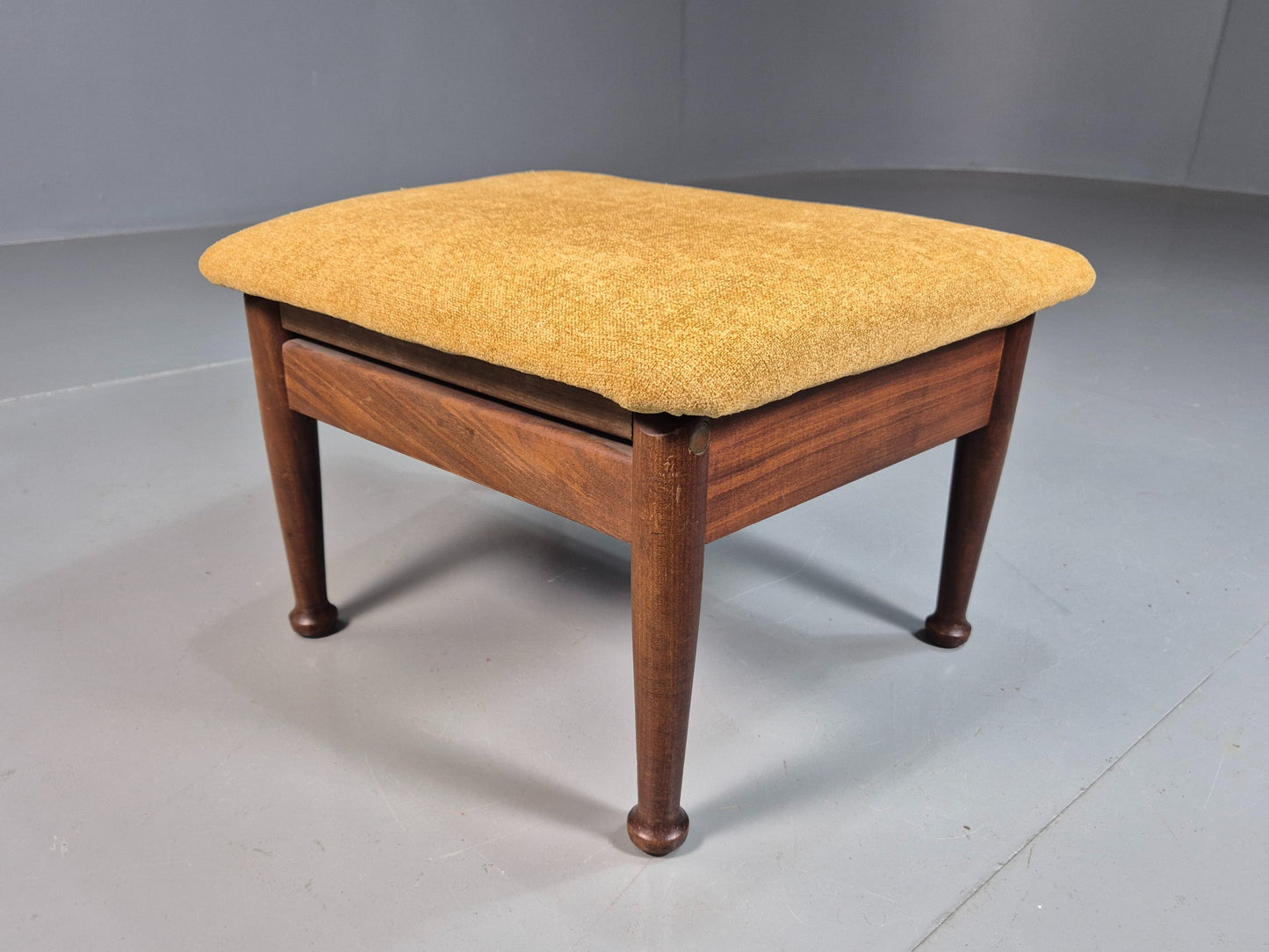 Vintage Mid Century Footstool Teak Guy Rogers 1960s Retro Gold EB07909
