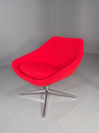 Vintage Allermuir Open Range Swivel Chair Red Fabric EB12247