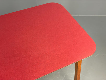 Vintage 1960s Kitchen Table Red Formica Retro Exposed Ply EB12194