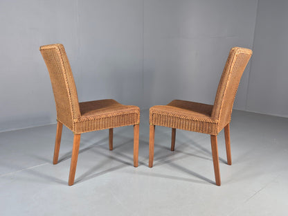 2 Vintage Rattan Dining Chairs 1980s Retro Dutch EB12047