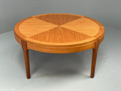 Vintage Circular Coffee Table By Stonehill 1960s Retro Teak Quartered EB12200