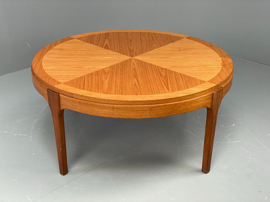 Vintage Circular Coffee Table By Stonehill 1960s Retro Teak Quartered EB12200