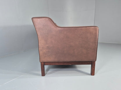 Vintage 2 Seater Sofa Mogens Hansen Brown Leather 80s Retro Mid Century EB12384