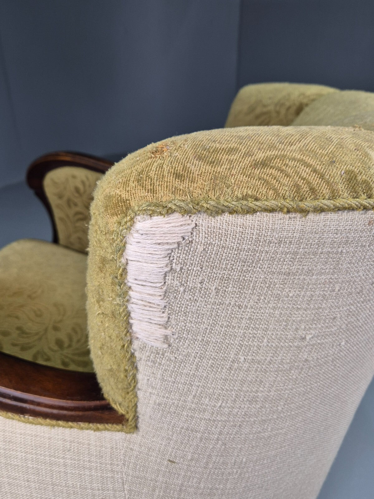 Vintage Danish Lounge Chair Green and Cream Art Deco Antique 1930s EB7575 VCLO