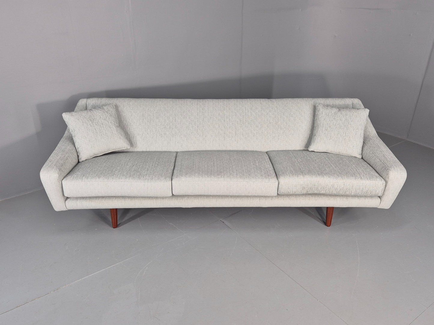 Vintage Mid Century 3 Seat Sofa New Upholstery Teak Legs 1960s EB12169