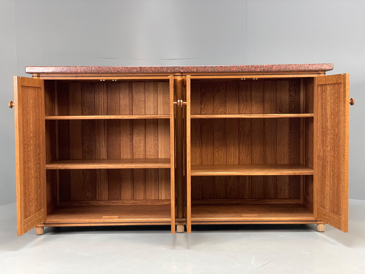 Modern Oak Granite Sideboard Solid Bespoke With Shelving Inlay EB13118
