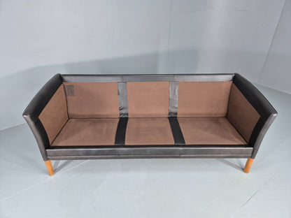 Vintage 3 Seater Sofa Danish Black Mogens Hansen 1990s MCM Retro EB11949