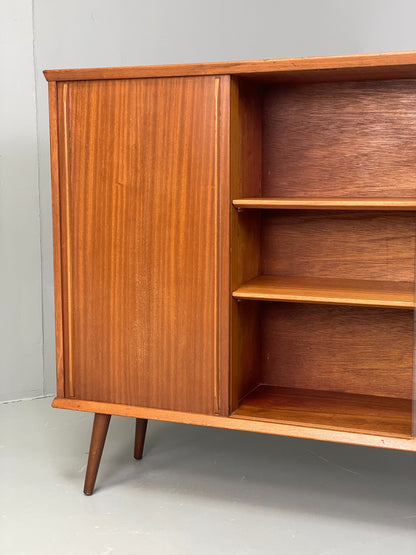 Vintage Glazed Bookcase Cabinet 1960s Mid Century Teak Shelving EB12629