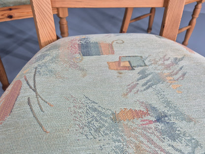 6 Vintage Danish Pine 1980s Dining Chairs Original Upholstery Retro EB12397