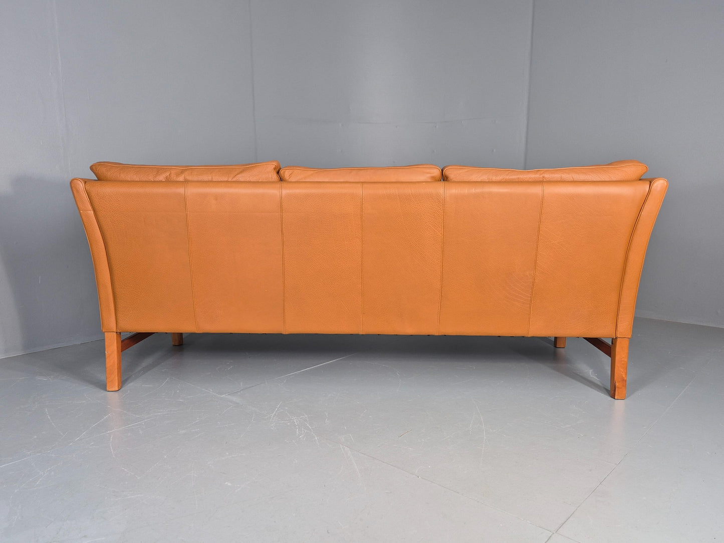 Vintage 3 Seater Sofa Danish Mid Century Skippers Tan Leather Retro  EB10530