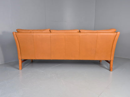 Vintage 3 Seater Sofa Danish Mid Century Skippers Tan Leather Retro  EB10530