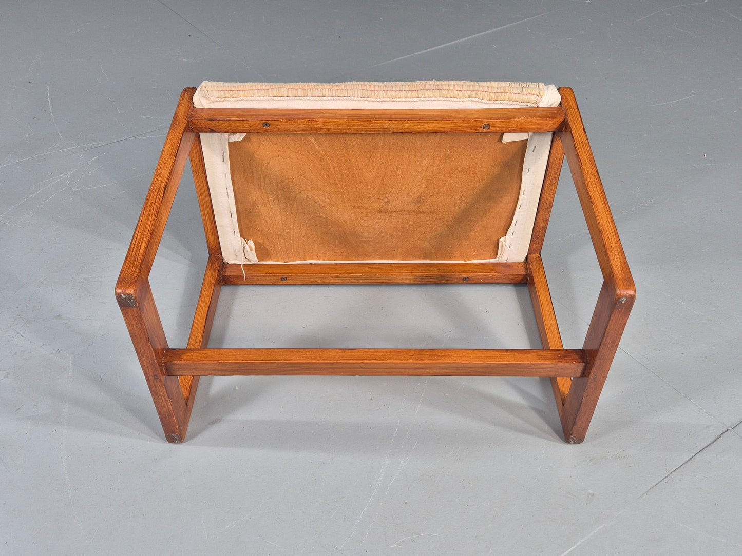 Vintage Mid Century Foot Stool Folk Art Wool Upholstery 1960s EB12006