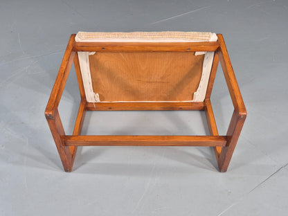 Vintage Mid Century Foot Stool Folk Art Wool Upholstery 1960s EB12006