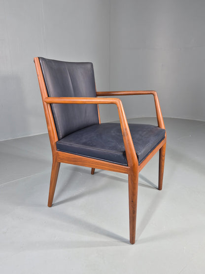 Vintage Mid Century Teak Armchair Blue Leather 1960s Retro EB11906