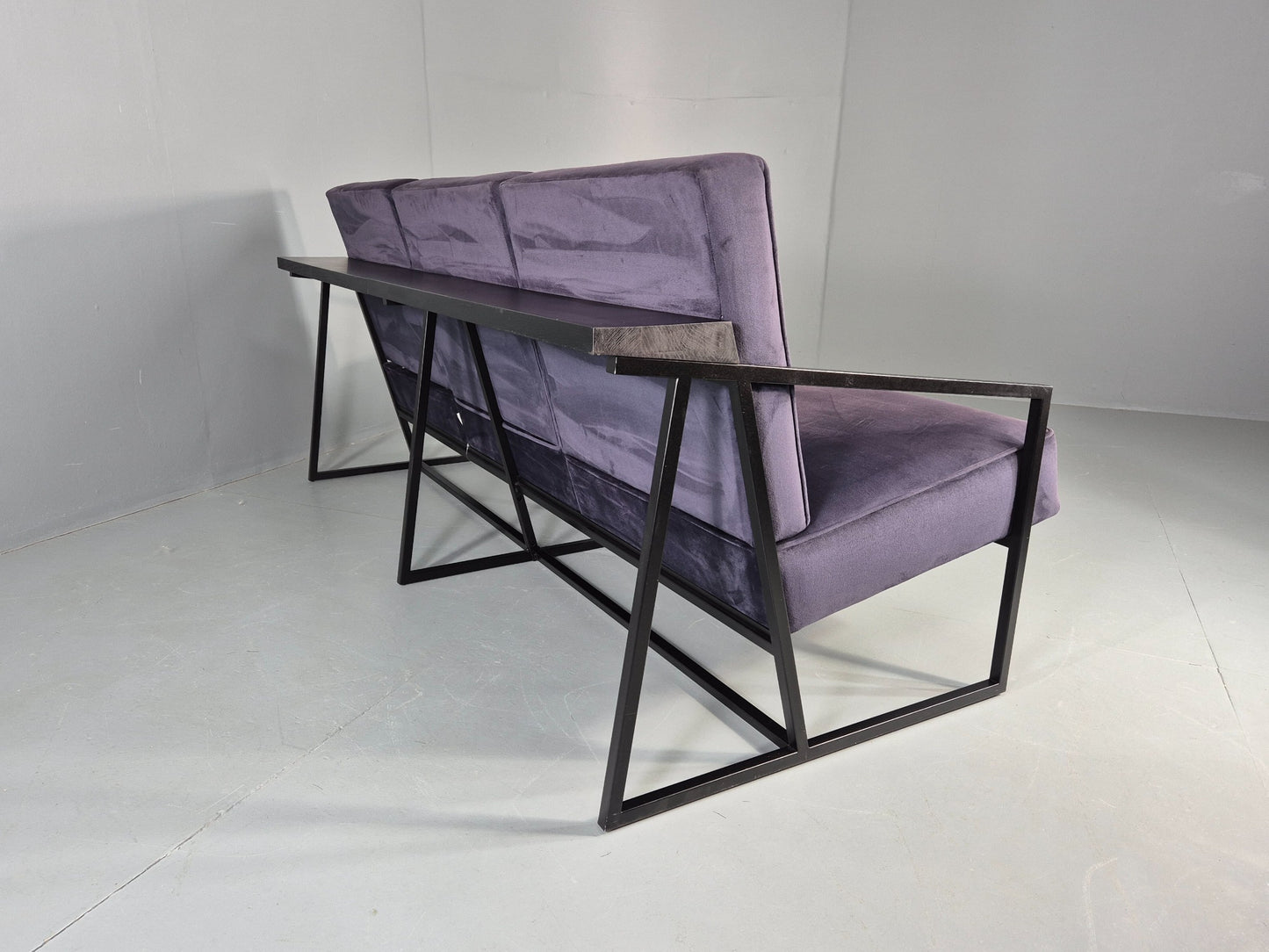 Vintage 3 Seater Sofa Modern Design Orange Box Lossit Purple Velvet EB12800