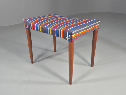 Vintage Midcentury Footstool Danish Design New Upholstery Retro Teak EB12049