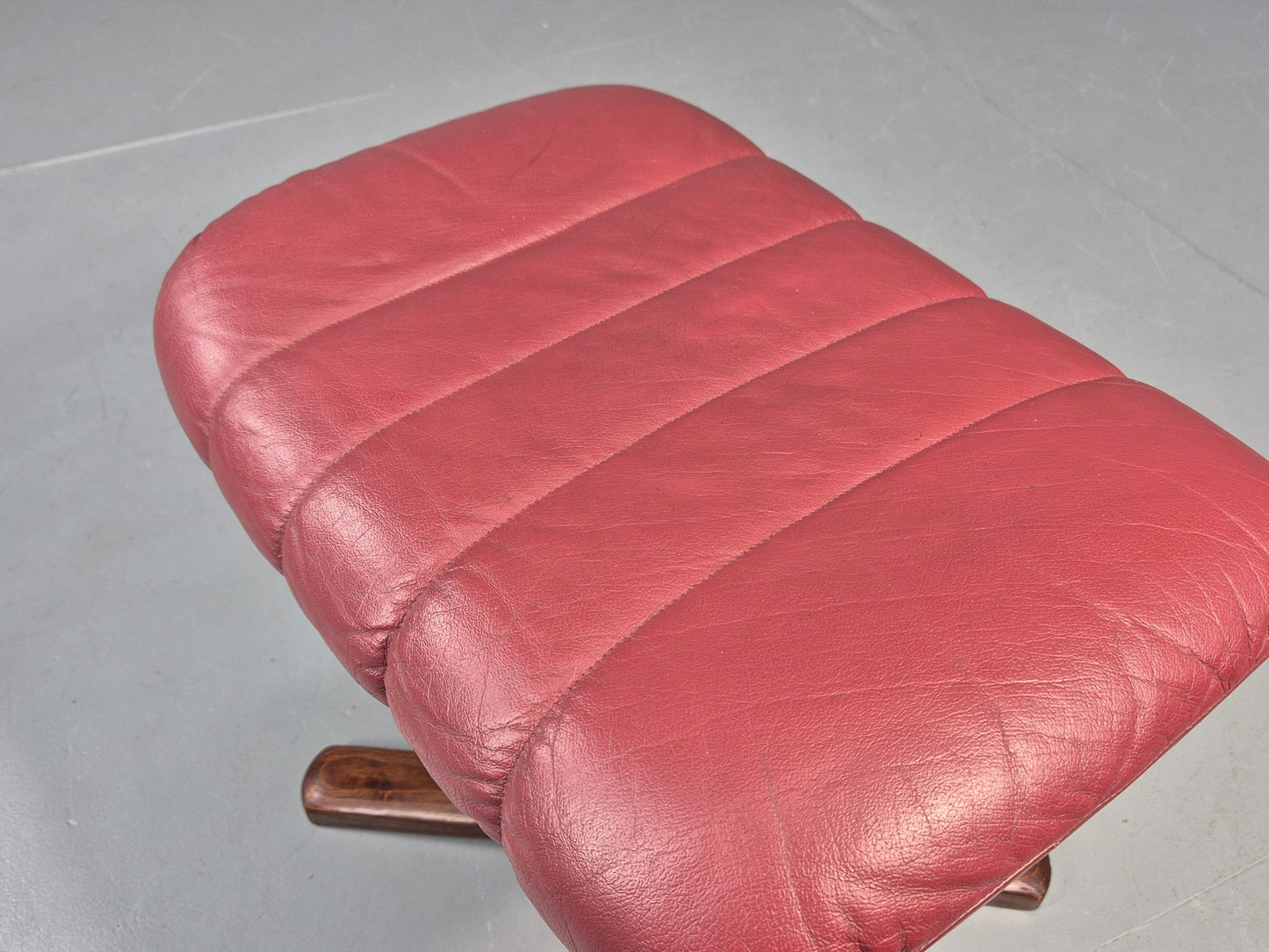Vintage Danish Leather Footstool 1980s Retro EB09060