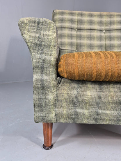 Vintage 1960s Retro Lounge Chair Green and Gold Upholstery EB11829