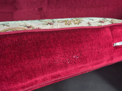 Vintage Danish 2 Seater Sofa Knole Style Red 1950s Tassels Drop End EB12720