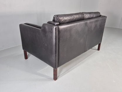 Vintage Stouby 2 Seater Sofa Black Leather 1980s Quality Mid Century  EB12416