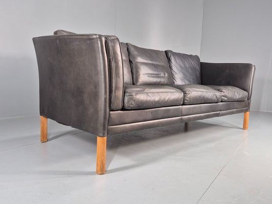 Vintage 3 Seater Sofa Danish Black Mogens Hansen 1990s MCM Retro EB11949