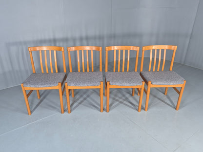 4 Vintage Mid Century Dining Chairs 1970s Retro New Upholstery Beech EB12785