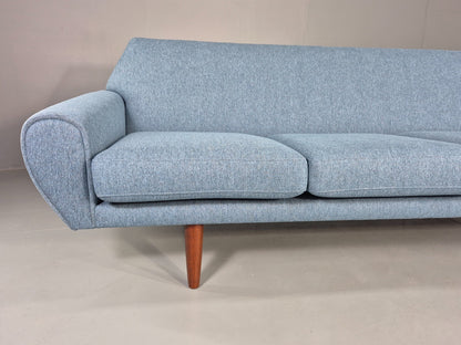 Vintage 4 Seater Sofa 1960s Danish Thams New Upholstery Teak Legs MCM  EB12788