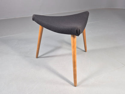 Vintage Danish Mid Century Footstool Triangular Black Cloth 1960s Retro EB12154