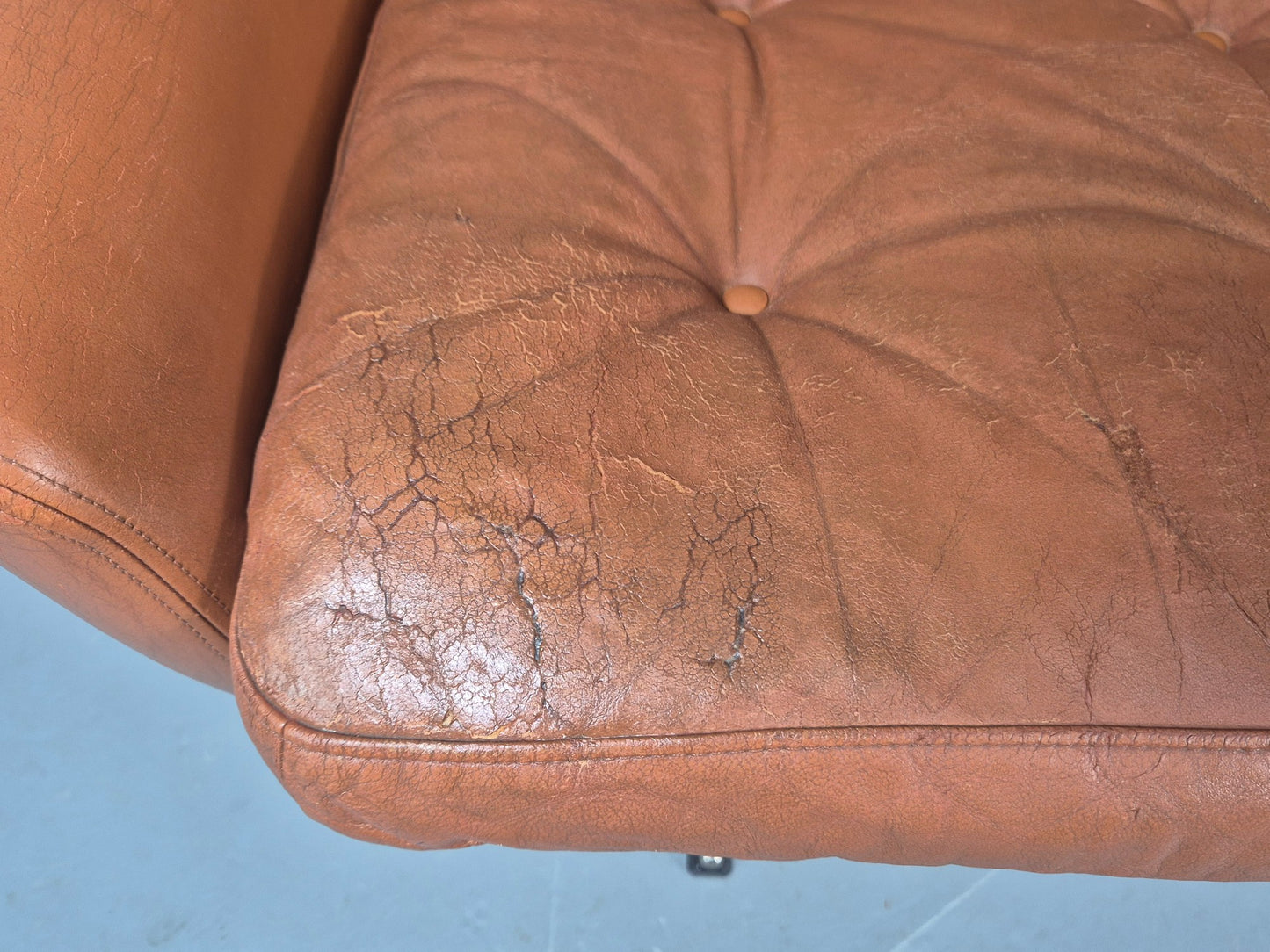 Vintage 3 Seater Sofa Tan Leather Danish 1960s Edmund Jorgensen Design EB12226