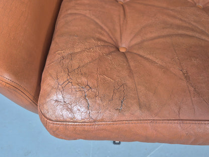 Vintage 3 Seater Sofa Tan Leather Danish 1960s Edmund Jorgensen Design EB12226