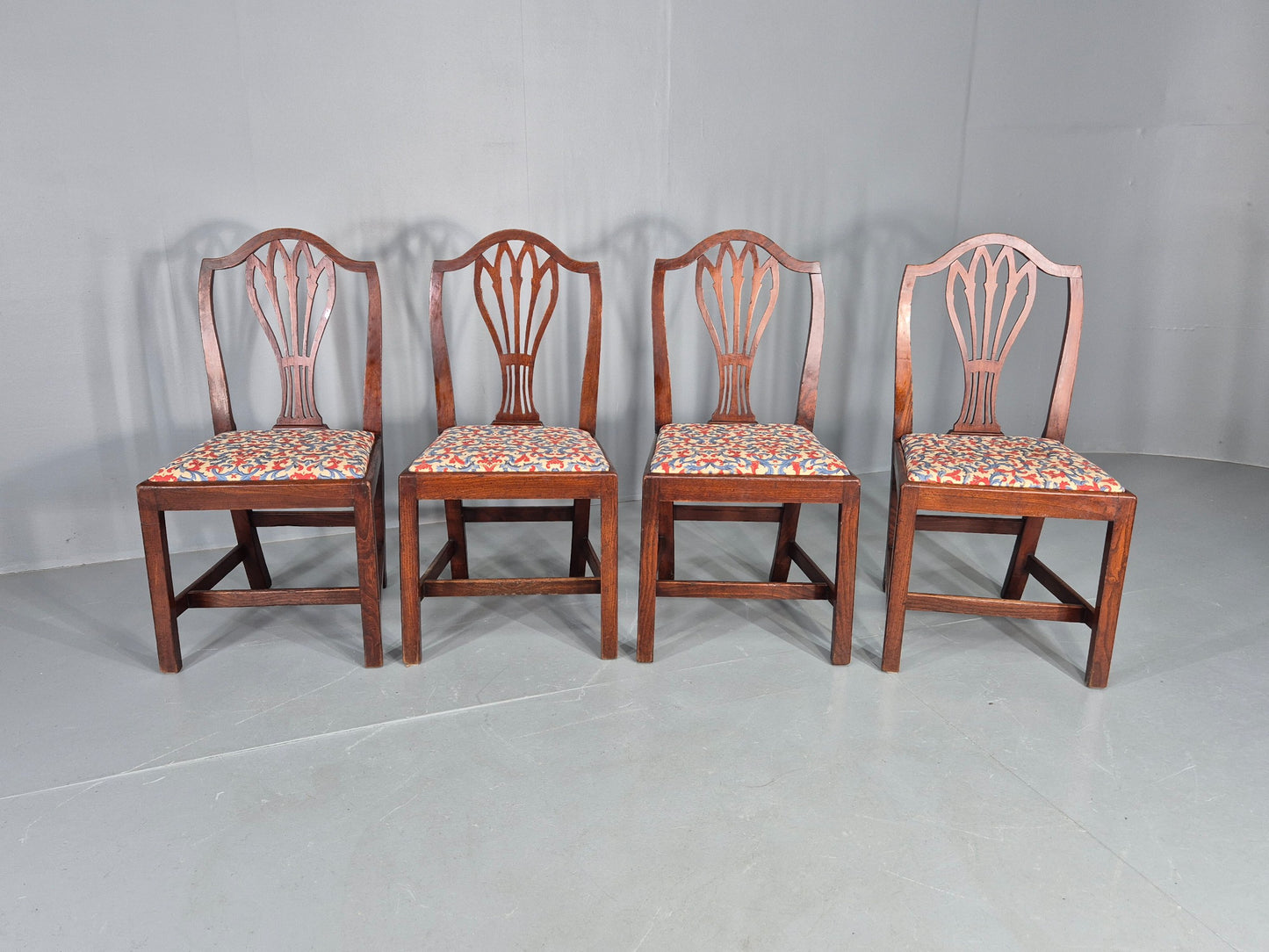 4 Antique Mahogany Dining Chairs Hepplewhite Style Georgian Hair Seat EB12583