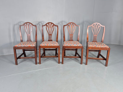 4 Antique Mahogany Dining Chairs Hepplewhite Style Georgian Hair Seat EB12583