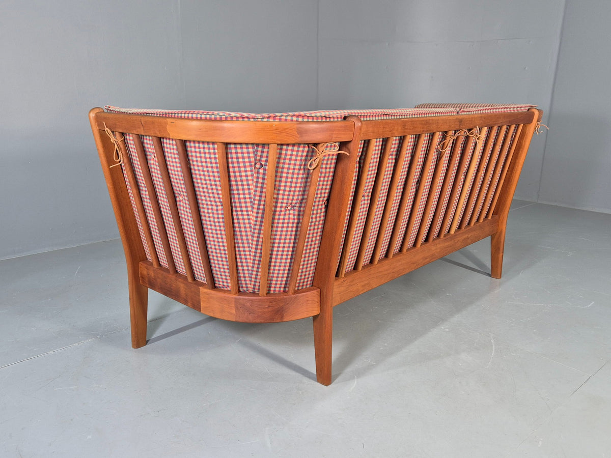 Vintage Stouby 3 Seater Sofa Stick Back Frame with Check Cloth Cover MCM EB13047