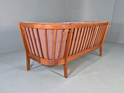 Vintage Stouby 3 Seater Sofa Stick Back Frame with Check Cloth Cover MCM EB13047