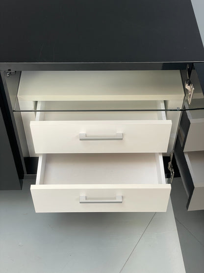 Calligaris Black 'Seattle' Sideboard Modern Italian Lacquered Drawers EB12498