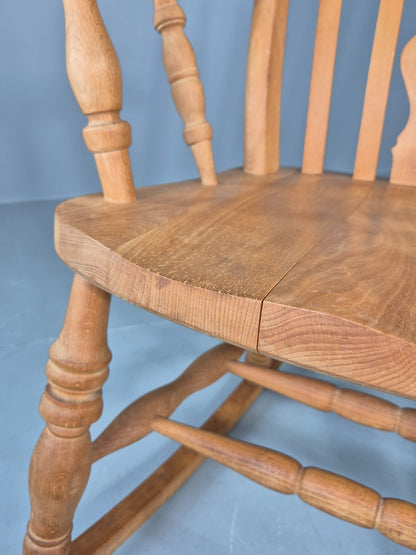 Vintage Beech Rocking Chair Antique Style Late 20th Century Splat Back EB12799