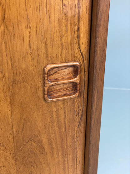 Vintage Danish 1960s Bookcase Cabinet Darkwood Sliding Mid Century Retro EB11992