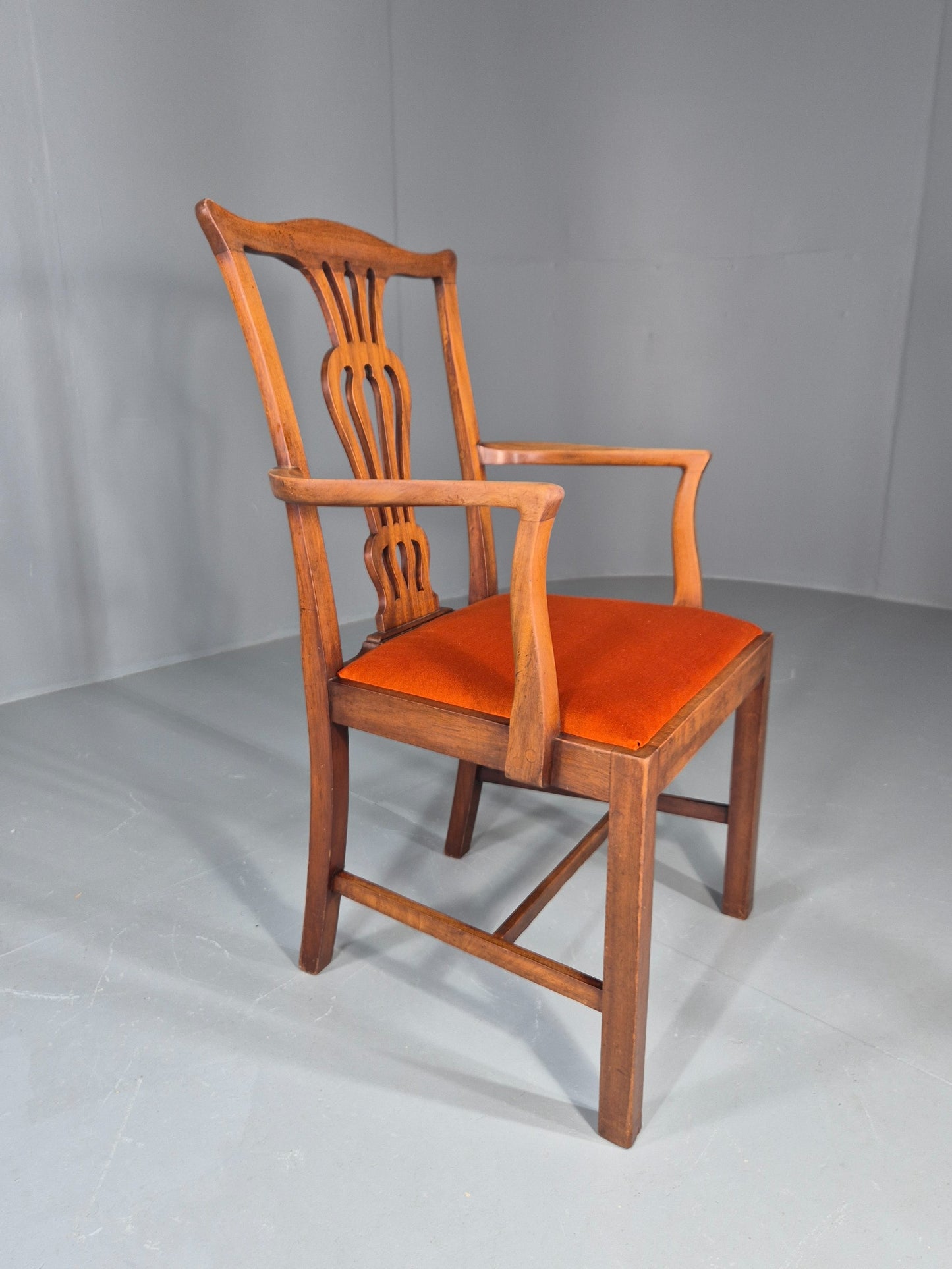 Hepplewhite Revival Oak Elbow Chair Antique New Seat Pad EB11931
