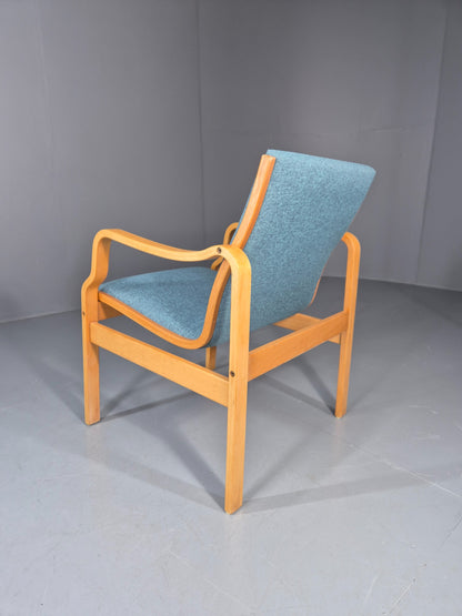 Vintage Farstrup Mid Century Chair New blue Upholstery Bentwood Frame EB11211