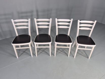4 Vintage Kitchen Chairs 1960s Retro Black Vinyl and White Painted EB12584