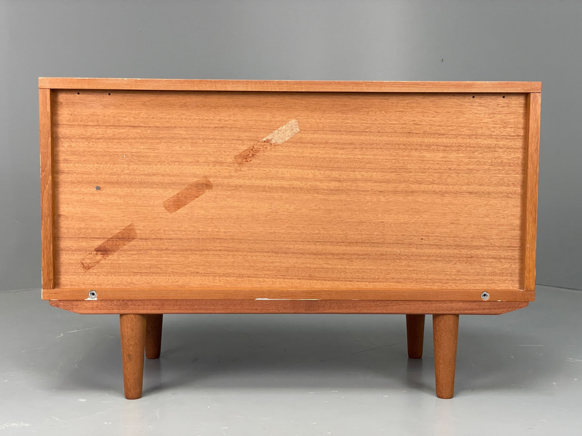 Vintage 1970s Teak Cabinet Glass Sliding Door Retro Mid Century Shelving EB12932