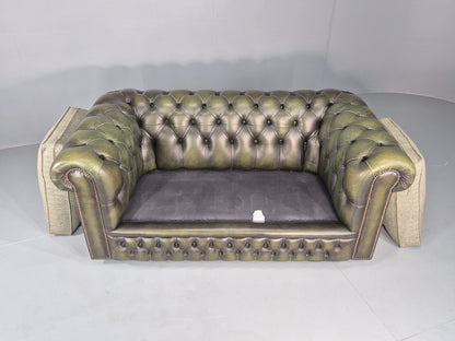 Vintage 2 Seater Sofa Green Chesterfield New Cushions Classic  EB11937