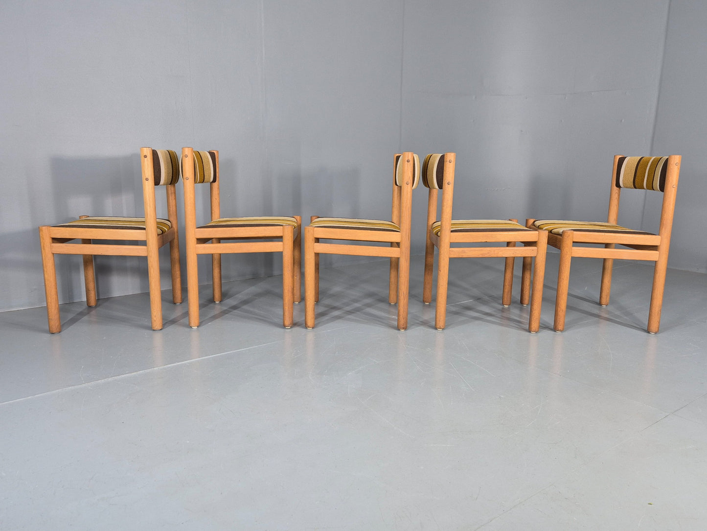 5 Vintage Mid Century Danish Dining Chairs Beech Oak 1970s Retro EB12150