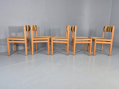 5 Vintage Mid Century Danish Dining Chairs Beech Oak 1970s Retro EB12150