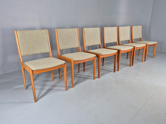 6 Vintage Johannes Dining Chairs Teak Frame 1970s Danish Retro New Seats EB12166
