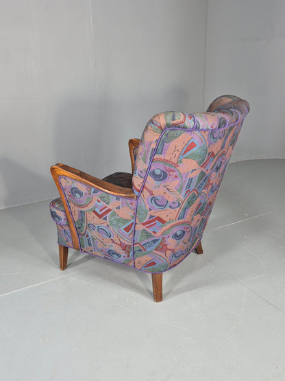 Vintage Danish Art Deco Armchair with 1980s Purple Makeover Retro MCM EB12763