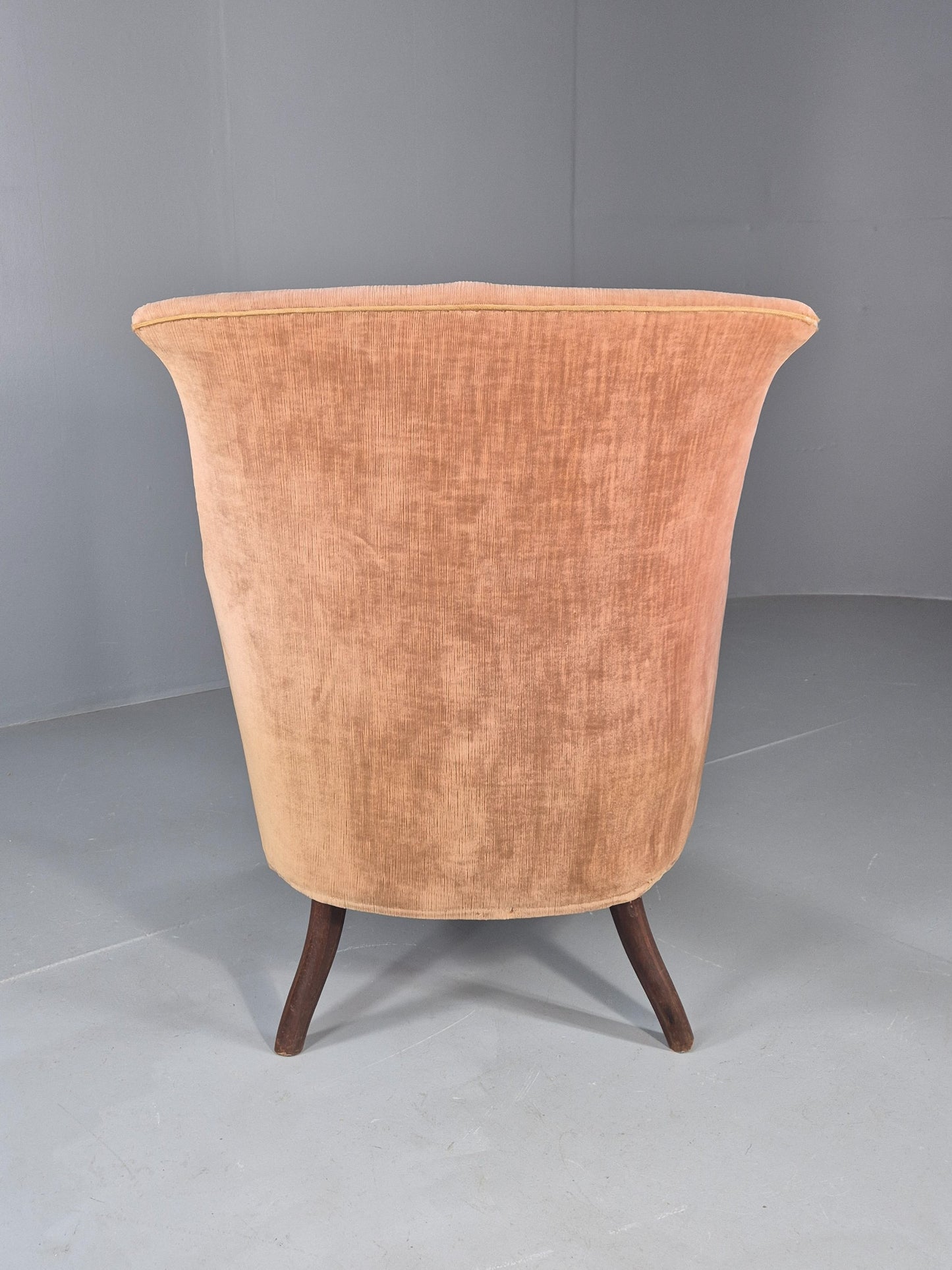 Antique Tub Chair Danish Peach Velour Upholstery 1900s  EB11934