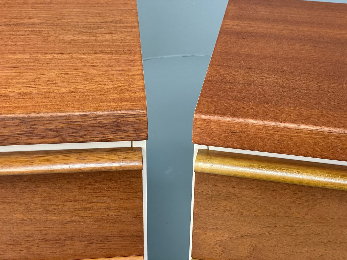 Vintage Bedside Cabinets Teak Pair Chest Of Drawers Retro 1970s White EB12625